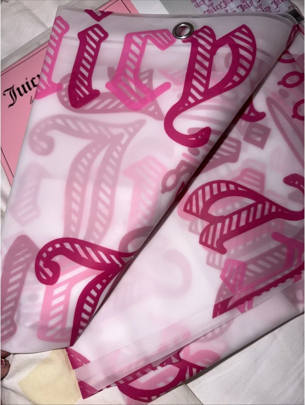 Juicy Couture Pink crown Juicy Shower Curtain PEVA 70x72 Y2K Bathroom NWT